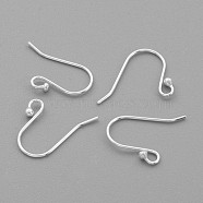 925 Sterling Silver Earring Hooks, Ear Wire, Silver, 17x10mm, Hole: 1.5mm, Pin: 0.5mm(X-STER-G011-13)