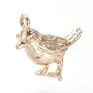 Brass Charms, Nickel Free, Real 18K Gold Plated, Bird, 12.5x8.5x4mm, Hole: 1mm(KK-S314-24G)
