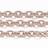 Ion Plating(IP) 304 Stainless Steel Cable Chains, Soldered, with Spool, Oval, Rose Gold, 2.5x2x0.5mm, about 32.8 Feet(10m)/roll(CHS-H009-27RG)