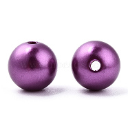 Spray Painted ABS Plastic Imitation Pearl Beads, Round, Purple, 10x9.5mm, Hole: 2mm, about 1040 pcs/500g(OACR-T015-05C-11)