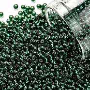 TOHO Round Seed Beads, Japanese Seed Beads, (36) Silver Lined Green Emerald, 11/0, 2.2mm, Hole: 0.8mm, about 5555pcs/50g(SEED-XTR11-0036)