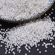 MIYUKI Delica Beads, Cylinder, Japanese Seed Beads, 11/0, (DB0066) White Lined Crystal AB, 1.3x1.6mm, Hole: 0.8mm, about 2000pcs/10g(X-SEED-J020-DB0066)