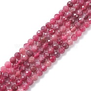 Natural Red Tourmaline Beads Strands, Faceted, Round, Grade AAA, 3.5mm, Hole: 0.6mm, about 124pcs/strand, 15.55 inch(39.5cm)(G-A021-01B)