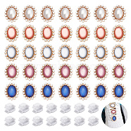 DIY Oval Shoes Buckle Clips Decoration Making Kit, Including Nylon Detachable Blank Shoelace Buckle Clips, Cat Eye & Plstic Imitation Pearl Cabochons, Mixed Color, 80Pcs/box(FIND-NB0004-22)