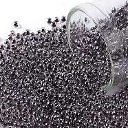 TOHO Round Seed Beads, Japanese Seed Beads, (1064) Concord Grape Lined Crystal Luster, 11/0, 2.2mm, Hole: 0.8mm, about 1110pcs/bottle, 10g/bottle(SEED-JPTR11-1064)