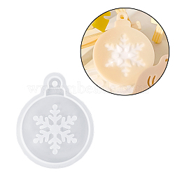 Christmas Theme DIY Silicone Pendant Molds, Resin Casting Molds, White, Christmas Bell, 85x70x6mm, Hole: 5mm(SIMO-G007-01G)