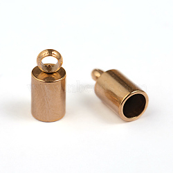 Ion Plating(IP) 304 Stainless Steel Cord Ends, End Caps, Column, Golden, 8x4mm, Hole: 2mm, Inner Diameter: 3mm(X-STAS-M242-05)