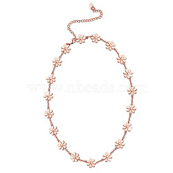 SHEGRACE Brass Link Necklaces, with Cable Chains, Daisy, Rose Gold, 14.57 inch(37cm)(JN935A)