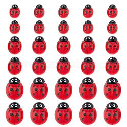 100Pcs 3 Styles Opaque Resin Cabochons, with Acrylic Double-sided Tape, for Jewelry Making, Ladybug, Indian Red, 15~24.5x11~18x5.5~8mm(CRES-FH0001-19)