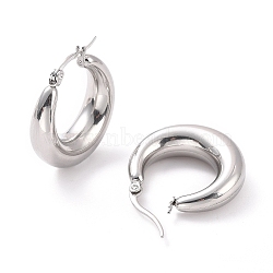 Non-Tarnish 304 Stainless Steel Chunky Hoop Earrings for Women, Stainless Steel Color, 27x24x7mm, Pin: 0.6mm(EJEW-F280-06C-P)