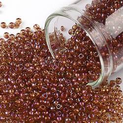 TOHO 11/0 Round Beads, Japanese Seed Beads, (951) Inside Color Jonquil/Brick Red Lined, 2.2mm, Hole: 0.8mm, about 5555pcs/50g(SEED-XTR11-0951)