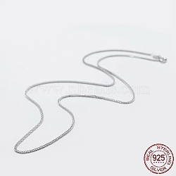 Rhodium Plated 925 Sterling Silver Chain Necklaces, with Spring Ring Clasps, with 925 Stamp, Platinum, 18 inch(45cm)x0.35mm(STER-F039-45cm-17P)