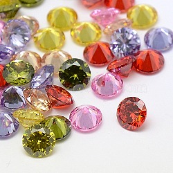 Cubic Zirconia Cabochons, Grade A, Faceted, Diamond, Mixed Color, 6x4mm(ZIRC-M002-6mm)