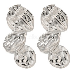 304 Stainless Steel Nuggets Stud Earrings, Stainless Steel Color, 33x18mm(EJEW-I312-03P)