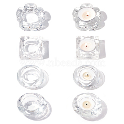 AHADERMAKER 8Pcs 4 Style Glass Dappen Dish/Lid Bowl Cup Crystal Dish, Mini Bowl Liquid Holder, Nail Art Manicure Accessories Container, Flower/Round/Square, Clear, 5.2~7.1x5.2~7.1x2.2~3.1cm, 2pcs/style(MRMJ-GA0001-15)