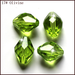 Imitation Austrian Crystal Beads, Grade AAA, K9 Glass, Faceted, Bicone, Yellow Green, 6x9.5mm, Hole: 0.7~0.9mm(SWAR-F054-9x6mm-17)