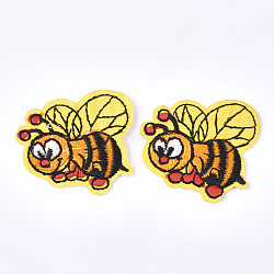 Computerized Embroidery Cloth Iron On Patches, Costume Accessories, Appliques, Bees, Yellow, 41x38x1.5mm(FIND-T030-035)