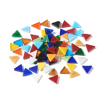 Triangle Mosaic Tiles Glass Cabochons, for Home Decoration or DIY Crafts, Mixed Color, 12x14x3mm