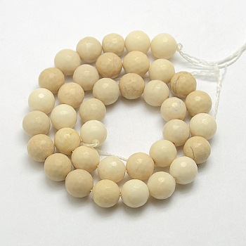 Natural Gemstone Petrified Wood Round Beads Strands, Faceted, 10mm, Hole: 1mm, about 38pcs/strand, 15.5 inch