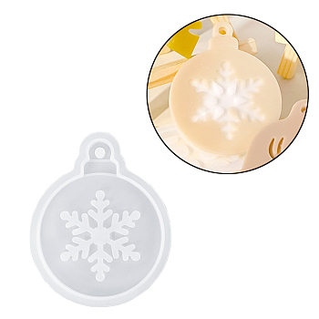 Christmas Theme DIY Silicone Pendant Molds, Resin Casting Molds, White, Christmas Bell, 85x70x6mm, Hole: 5mm