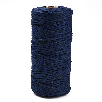 Cotton String Threads, Macrame Cord, Decorative String Threads, for DIY Crafts, Gift Wrapping and Jewelry Making, Marine Blue, 3mm, about 109.36 Yards(100m)/Roll.