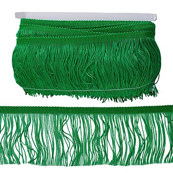 Polyester Tassel Fringe Trimming, Clothes Decoration, Costume Accessories, Green, 100x1mm, 10m/card