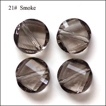 Imitation Austrian Crystal Beads, Grade AAA, Faceted, Flat Round, Gray, 10x5mm, Hole: 0.9~1mm