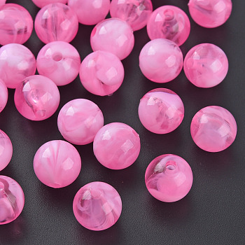 Acrylic Beads, Imitation Gemstone, Round, Pearl Pink, 10mm, Hole: 1.6mm, about 1000pcs/500g