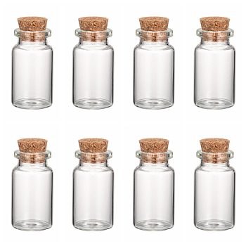 Glass Jar Glass Bottles, with Cork Stopper, Wishing Bottle, Bead Containers, Clear, 40x22mm, Inner Diameter: 13mm, Capacity: 10ml(0.34 fl. oz), Bottleneck: 15mm in diameter