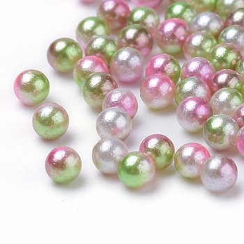 Rainbow Acrylic Imitation Pearl Beads, Gradient Mermaid Pearl Beads, No Hole, Round, Dark Sea Green, 10mm, about 1000pcs/bag