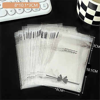 Self-adhesive Plastic Cellophane Bags, for Gift Packing Bags, Rectangle, Black, Bowknot, 101x80mm