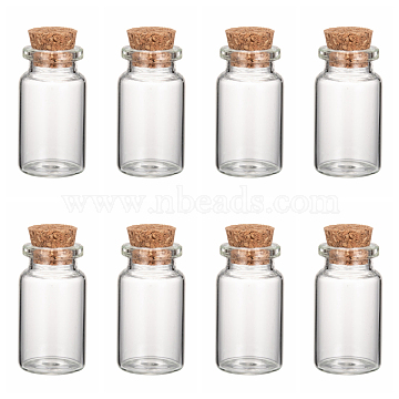 Glass Jar Glass Bottles, with Cork Stopper, Wishing Bottle, Bead Containers, Clear, 40x22mm, Inner Diameter: 13mm, Capacity: 10ml(0.34 fl. oz), Bottleneck: 15mm in diameter(AJEW-H004-7-1)