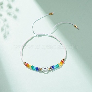 Lampwork Evil Eye & Glass Beaded Bracelet(BJEW-JB08367-06)-2