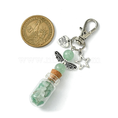 Glass Wishing Bottle with Natural Green Aventurine inside Pendant Decorations(HJEW-JM01741-03)-3