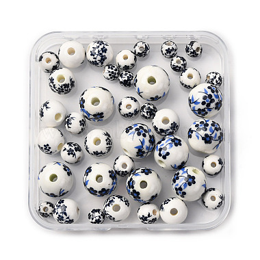 40Pcs 4 Styles Handmade Printed Porcelain Beads(PORC-FP0001-06)-1