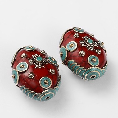 Tibetan Style Oval Beads(TIBEB-F041-01C)-2