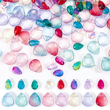 AHADERMAKER 160Pcs 16 Style Transparent Spray Painted Glass Beads(GLAA-GA0001-45)-7