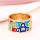 House Pattern Brass Enamel Finger Rings(FS-WG03239-02)-2