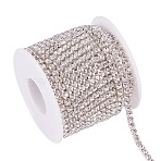 Brass Rhinestone Strass Chains, with Spool, Rhinestone Cup Chains, Silver Color Plated, Crystal, 3.5mm, about 10yards/roll(CHC-T001-SS16-01S)