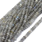 Natural Labradorite Beads Strands, Faceted, Rondelle, 2.5~3.5x1.5mm, Hole: 0.6mm, about 90pcs/strand, 15.35(39cm)(G-I249-D17)