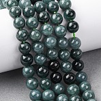 Natural Blue Jade Beads Strands, Round, Teal, 8mm, Hole: 0.8~0.9mm, about 50pcs/strand, 15.39~15.51''(39.1~39.4cm)(G-H341-8mm-02)