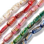 Natural Freshwater Shell Dyed Beads Strands, Drawbench Style, Cuboid, Mixed Color, 14x5x3mm, Hole: 0.9mm, about 27pcs/strand, 14.17''(36cm)(SHEL-D082-18A)