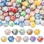 100Pcs UV Plating Acrylic Beads, with Two Tone, Cat Paw Prints, Mixed Color, 16x18.5x13mm, Hole: 3mm(PACR-CJ0001-20)