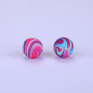 Printed Round Silicone Focal Beads, Deep Pink, 15x15mm, Hole: 2mm(SI-JX0056A-187)