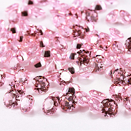 Diamond Shaped Cubic Zirconia Pointed Back Cabochons, Faceted, Pearl Pink, 10mm(ZIRC-R004-10mm-03)