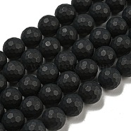 Natural Black Agate Beads Strands, Faceted Round, Dyed & Heated, Frosted, 8mm, Hole: 1mm, about 49pcs/strand, 15.1 inch(G-D710-8mm-06)