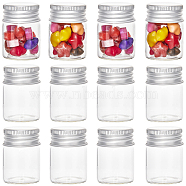 30Pcs Clear Glass Bottles Bead Containers, Screw Top Bead Storage Tubes with Aluminum Cap, Column, Silver, 3x4cm, Capacity: 15ml(0.51fl. oz)(CON-SC0001-11S-01)