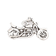 Tibetan Style Zinc Alloy Motorcycle Pendants, Lead Free & Cadmium Free, Antique Silver, 17.5x24.5x2mm, Hole: 1mm(X-TIBEP-R334-346AS-RS)