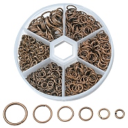 1 Box Iron Jump Rings Set, Mixed Sizes, Open Jump Rings, Round Ring, Red Copper, 18~21 Gauge, 4~10x0.7~1mm, Inner Diameter: 2.6~8mm, 10g/size, 6 sizes, about 1000pcs/box(IFIN-YW0001-44R)