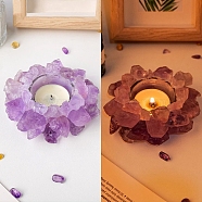 Natural Raw Amethyst Candle Holders, for Fragrance Diffuser, Reiki Energy Stone Display Decoration, 10cm, Inner Diameter: 4cm(PW-WG88246-01)